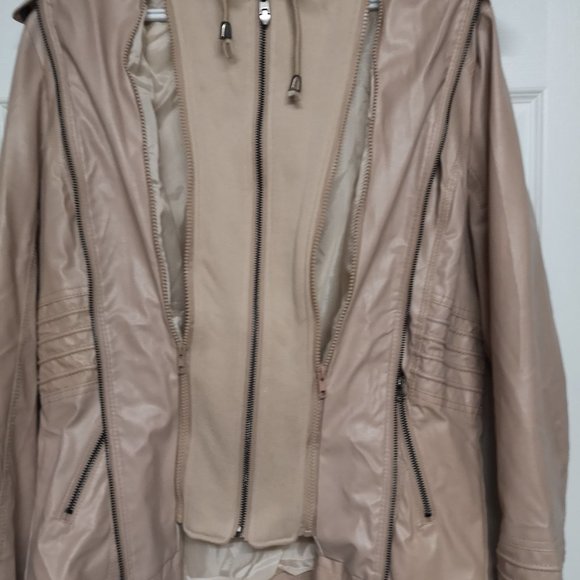 Beige Faux Leather Jacket - Picture 11 of 11
